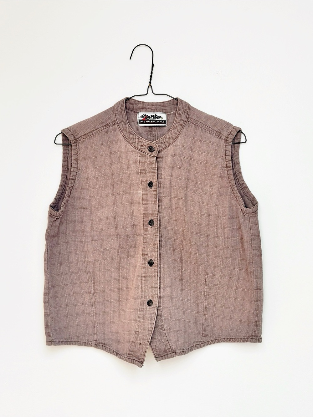90s button work shirt • vintage purple taupe brown cotton blouse • small boho